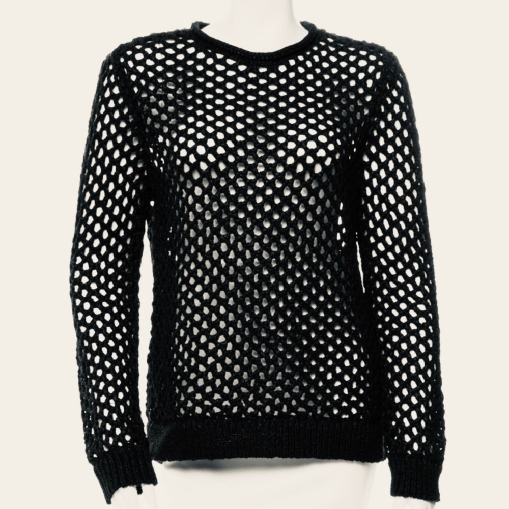 T by Alexander Wang black knit mesh top XS
